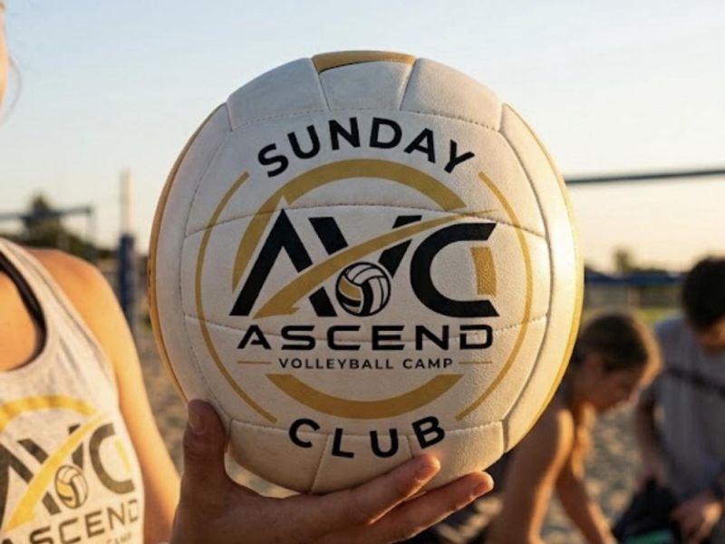 A branded AVC Sunday Club volleyball